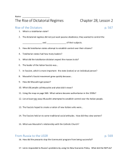 The Rise of Dictatorial Regimes Chapter 28, Lesson 2