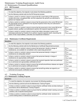 Maintenance Training Requirements Audit Form 4.1