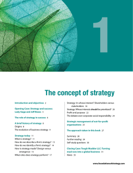 The concept of strategy - Foundations of Strategy