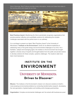 Institute on the Environment University of Minnesota