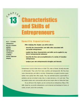 EB Chapter 13 Characteristics and Skills of Entrepreneurs
