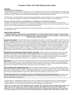 Clozapine Tablets and Orally Disintegrating Tablets