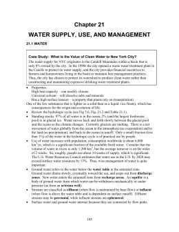 Water supply, Use, and Management Outline