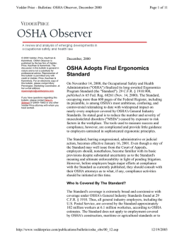 OSHA Adopts Final Ergonomics Standard