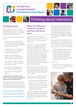 Thinking about intentions - Early Childhood Australia