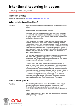 What is intentional teaching? - Queensland Curriculum and