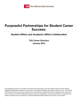 Purposeful Partnerships for Student Career Success: Student Affairs