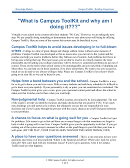 "What is Campus ToolKit and why am I doing it???"