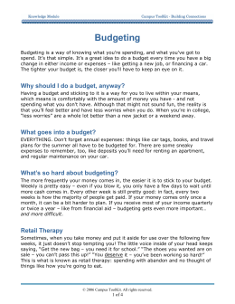 Budgeting - Campus Toolkit