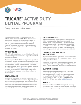 TRICARE Active Duty Dental Program Fact Sheet