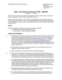 Q2A – First Article Inspection (FAI) – AS9102