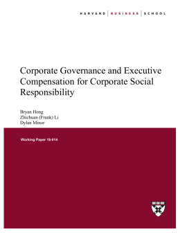Corporate Governance and Executive Compensation for Corporate