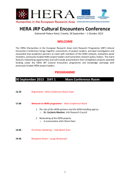 Programme and participants list of the HERA JRP Cultural