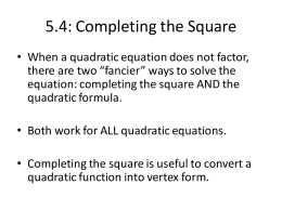 5.4 Completing the Square