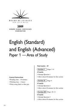 2009 HSC Exam Paper - English - Board of Studies Teaching and