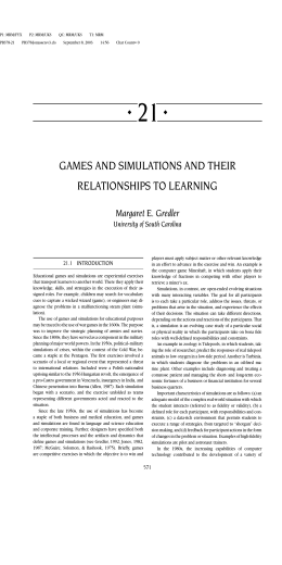 games and simulations and their relationships to learning