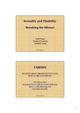 Neha_Sexuality and Disability- Breaking the Silence,TARSHI
