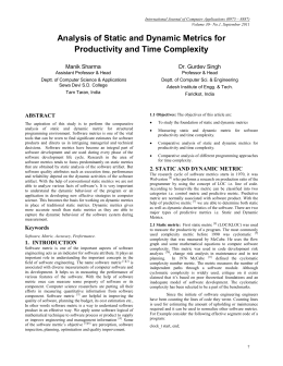 Analysis of Static and Dynamic Metrics for Productivity and Time