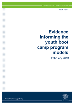 Evidence informing the youth boot camp program models