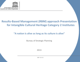 Results-Based Management (RBM) approach Presentation for