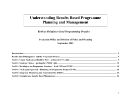 Understanding Results Based Programme Planning and Management