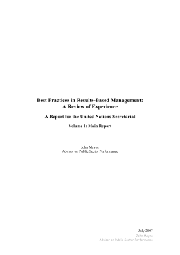 Best Practices in Results-Based Management