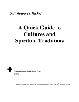 A Quick Guide to Cultures and - Mercy Maricopa Integrated Care