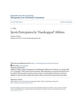 Sports Participation by "Handicapped" Athletes