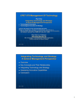 CPET 575 Management Of Technology Integrating Technology and
