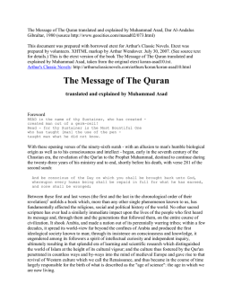 The Message of The Quran - University of Southern California