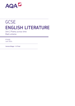 GCSE English Literature Mark scheme Unit 02 - Poetry Across