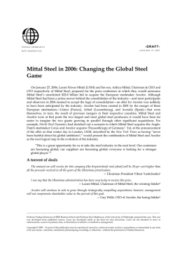 Mittal Steel in 2006: Changing the Global Steel Game