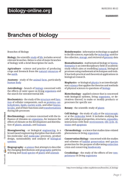 Branches of biology - science