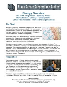 Biology Overview - Career Cornerstone Center