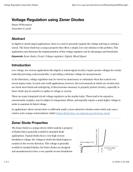 Voltage Regulation using Zener Diodes