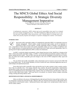 THE MNCs GLOBAL ETHICS AND SOCIAL RESPONSIBILITIES: