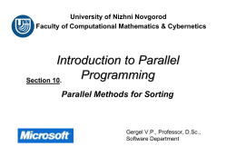 Parallel Methods for Sorting