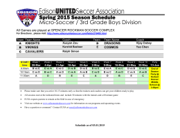 Spring 2015 Season Schedule Micro-Soccer / 3rd Grade Boys Division