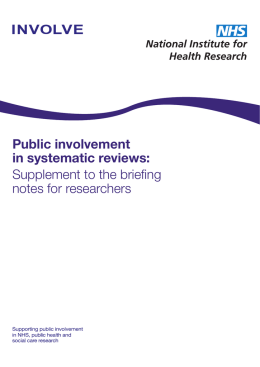 Public involvement in systematic reviews