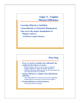 Topic 3: Capital Market Efficiency