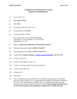 SP4701-15-Q-0187 Page 1 of 12 COMBINED SYNOPSIS