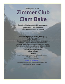 Zimmer Club Clam Bake Sunday, September13th, 2015 12:00
