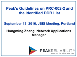 Peak`s Guidelines on PRC-002-2 and the Identified DDR List