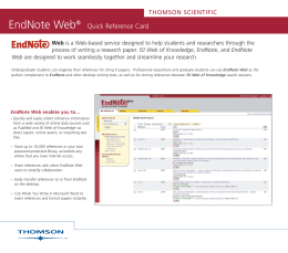 EndNote Web Quick Reference Card