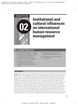 Institutional and cultural influences on international human resource