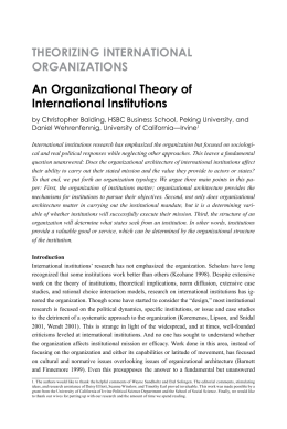 An Organizational Theory of International Institutions