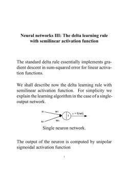 Neural networks III: The delta learning rule with semilinear activation