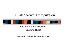 Neural Network Learning Rules.