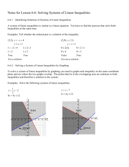 Notes for Lesson 6-6: Solving Systems of Linear Inequalities