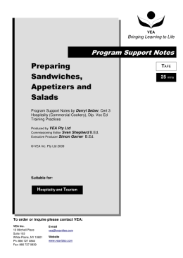 Preparing Sandwiches, Appetizers and Salads